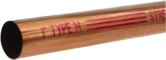 Mueller Industries - 10' Long, 2-1/8" OD x 2.009" ID, Grade C12200 Copper Water (M) Tube - 0.058" Wall Thickness, 1.46 Ft/Lb - Benchmark Tooling