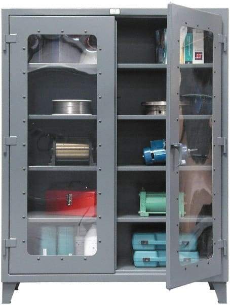 Strong Hold - 4 Shelf 6 Bin Visible Storage Cabinet - Steel, 60" Wide x 24" Deep x 72" High, Dark Gray - Benchmark Tooling