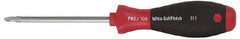Wiha - #2, 8-9/16" OAL, Round Shaft Phillips Screwdriver - 4" Handle Length, Ergonomic Handle - Benchmark Tooling