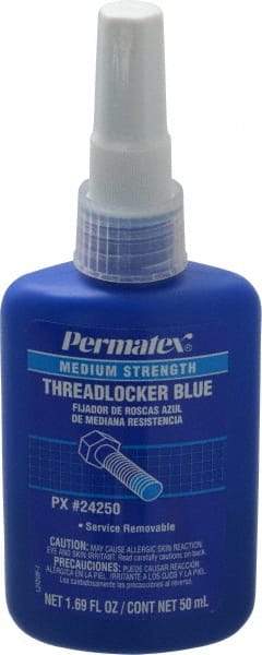 Permatex - 50 mL Bottle, Blue, Medium Strength Liquid Threadlocker - Series 242, 24 hr Full Cure Time, Hand Tool Removal - Benchmark Tooling