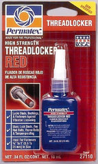 Permatex - 10 mL Bottle, Red, High Strength Liquid Threadlocker - Series 271, 24 hr Full Cure Time, Hand Tool, Heat Removal - Benchmark Tooling