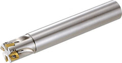 Kyocera - 1-1/4" Cut Diam, 6mm Max Depth of Cut, 1-1/4" Shank Diam, 5" OAL, Indexable Square Shoulder End Mill - BDMT0703... Inserts, Cylindrical Shank, 90° Lead Angle, Through Coolant, Series MECX - Benchmark Tooling