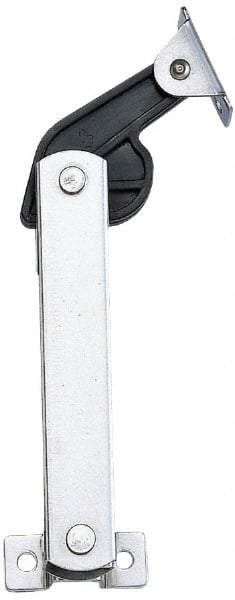 Sugatsune - 136mm OAL x 37mm Wide, 40 Lb Capacity, Spring Loaded Hard Down Lid Stay - Right Side, 4.7mm Mounting Hole Diam, 70° Max Opening, Polished 304 Stainless Steel & Polyacetal - Benchmark Tooling