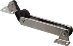 Sugatsune - 136mm OAL x 37mm Wide, 30 Lb Capacity, Spring Loaded Soft Down Lid Stay - Back Panel, 4.7mm Mounting Hole Diam, 70° Max Opening, Polished 304 Stainless Steel & Polyacetal - Benchmark Tooling