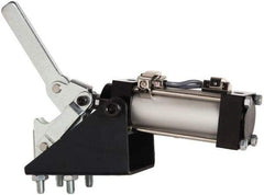 Gibraltar - 750 Lb Inner Hold Capacity, Vert Mount, Air Power Hold-Down Toggle Clamp - 1/8 NPT Port, 92° Bar Opening, 1.81" Height Under Bar - Benchmark Tooling