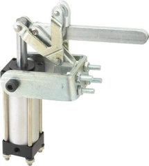 Gibraltar - 450 Lb Inner Hold Capacity, Horiz Mount, Air Power Hold-Down Toggle Clamp - 1/8 NPT Port, 95° Bar Opening, 2.76" Height Under Bar - Benchmark Tooling