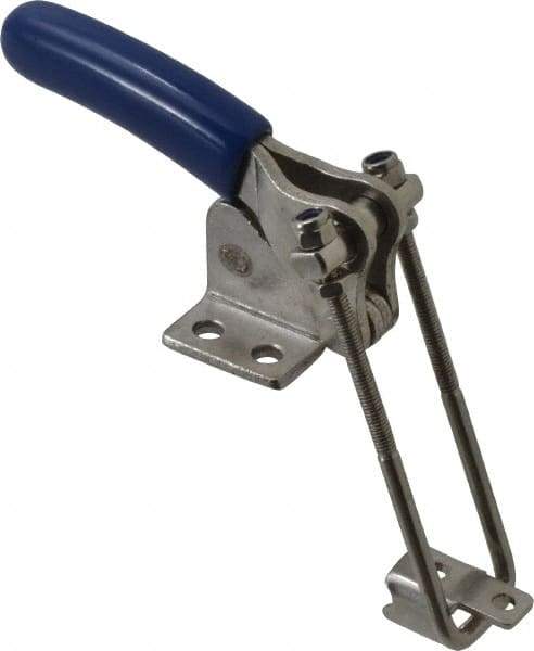 Gibraltar - 500 Lb Capacity, Vertical, U Hook, Flanged Base, Stainless Steel Pull Action Latch Clamp - 1.53" Drawing Movement, 3.35" OAL, Straight Handle - Benchmark Tooling