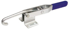 Gibraltar - 375 Lb Capacity, Horizontal, J Hook, Flanged Base, Carbon Steel Pull Action Latch Clamp - 4" Drawing Movement, 8.56" OAL, Straight Handle - Benchmark Tooling