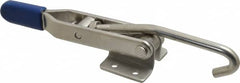 Gibraltar - 450 Lb Capacity, Horizontal, J Hook, Flanged Base, Stainless Steel Pull Action Latch Clamp - 4" Drawing Movement, 8.82" OAL, Straight Handle - Benchmark Tooling