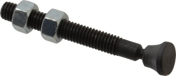 Gibraltar - 3/8-16 Carbon Steel Swivel Foot Tip Clamp Spindle Assembly - 2.44" Thread Length, 3.38" OAL, Flat Tip Cap, Use with Toggle Clamps - Benchmark Tooling