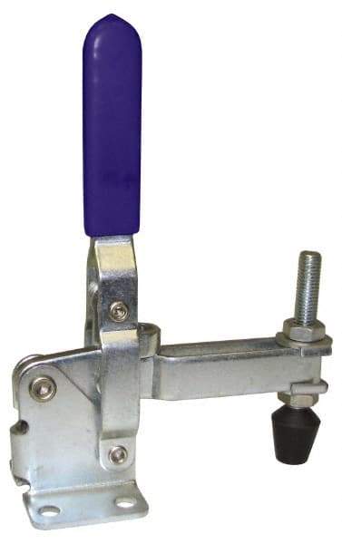 Gibraltar - 600 Lb Holding Capacity, Vertical Handle, Manual Hold Down Toggle Clamp - 58° Handle Movement, 106° Bar Opening, U-Bar, Flanged Base, Carbon Steel - Benchmark Tooling