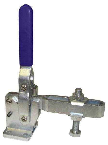 Gibraltar - 1,000 Lb Holding Capacity, Vertical Handle, Manual Hold Down Toggle Clamp - 75° Handle Movement, 136° Bar Opening, U-Bar, Flanged Base, Carbon Steel - Benchmark Tooling