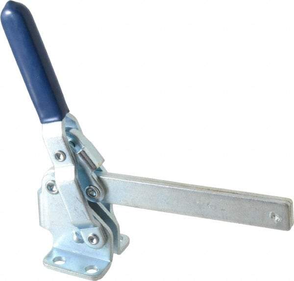 Gibraltar - 450 Lb Holding Capacity, Vertical Handle, Manual Hold Down Toggle Clamp - 62° Handle Movement, 115° Bar Opening, Solid Bar, Flanged Base, Carbon Steel - Benchmark Tooling