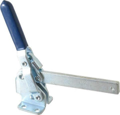 Gibraltar - 450 Lb Holding Capacity, Vertical Handle, Manual Hold Down Toggle Clamp - 62° Handle Movement, 115° Bar Opening, Solid Bar, Flanged Base, Carbon Steel - Benchmark Tooling