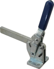 Gibraltar - 1,000 Lb Holding Capacity, Vertical Handle, Manual Hold Down Toggle Clamp - 75° Handle Movement, 136° Bar Opening, Solid Bar, Flanged Base, Carbon Steel - Benchmark Tooling