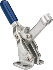 Gibraltar - 200 Lb Holding Capacity, Vertical Handle, Manual Hold Down Toggle Clamp - 64° Handle Movement, 104° Bar Opening, Solid Bar, Flanged Base, Carbon Steel - Benchmark Tooling