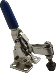 Gibraltar - 125 Lb Holding Capacity, Vertical Handle, Manual Hold Down Toggle Clamp - 55° Handle Movement, 100° Bar Opening, U-Bar, Flanged Base, Electro-Plated Zinc, Stainless Steel - Benchmark Tooling