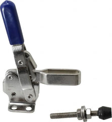 Gibraltar - 450 Lb Holding Capacity, Vertical Handle, Manual Hold Down Toggle Clamp - 57° Handle Movement, 99° Bar Opening, U-Bar, Flanged Base, Electro-Plated Zinc, Stainless Steel - Benchmark Tooling