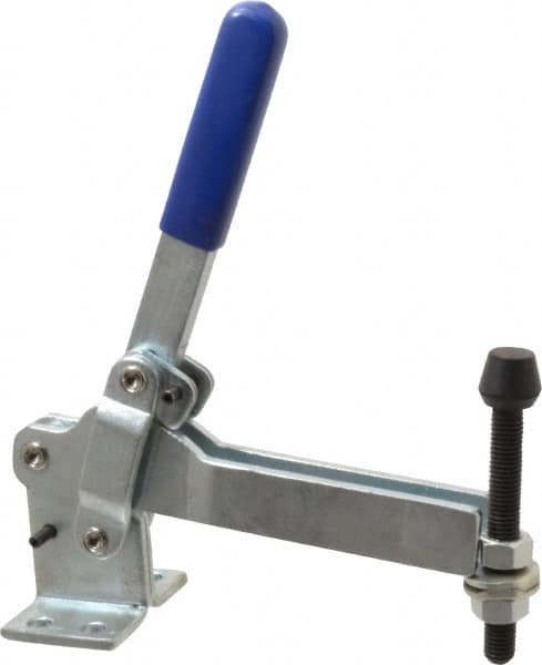 Gibraltar - 1,000 Lb Holding Capacity, Vertical Handle, Manual Hold Down Toggle Clamp - 180° Handle Movement, 115° Bar Opening, U-Bar, Flanged Base, Electro-Plated Zinc, Carbon Steel - Benchmark Tooling