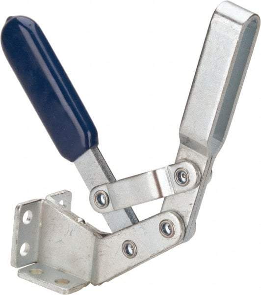 Gibraltar - 375 Lb Holding Capacity, Vertical Handle, Manual Hold Down Toggle Clamp - 60° Handle Movement, 185° Bar Opening, U-Bar, Flanged Base, Carbon Steel - Benchmark Tooling