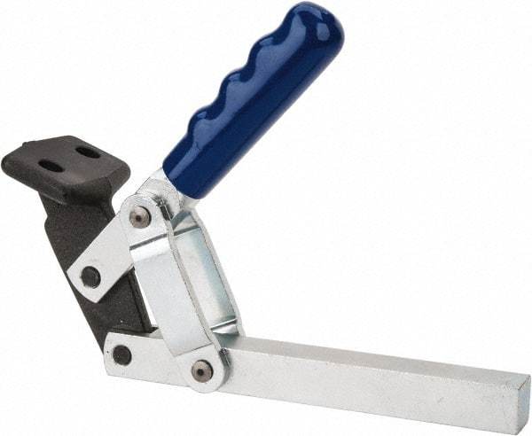 Gibraltar - 1,000 Lb Holding Capacity, Vertical Handle, Manual Hold Down Toggle Clamp - 65° Handle Movement, 195° Bar Opening, Solid Bar, Flanged Base, Electro-Plated Zinc, Carbon Steel - Benchmark Tooling