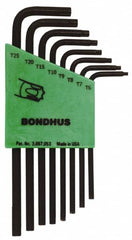 Bondhus - 8 Piece T6 to T25 L-Key Long Arm Torx Key Set - Benchmark Tooling