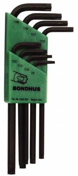 Bondhus - 8 Piece T9 to T40 L-Key Long Arm Torx Key Set - Benchmark Tooling