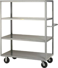 Little Giant - 3,600 Lb Capacity, 4 Shelf, Steel Shelf Truck - 65-1/2" Long x 30" Wide x 63-1/2" High, 6" Diam Phenolic Wheels - Benchmark Tooling