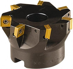 Seco - 7 Inserts, 63mm Cut Diam, 22mm Arbor Diam, 8mm Max Depth of Cut, Indexable Square-Shoulder Face Mill - 90° Lead Angle, 40mm High, SONX 09T3 Insert Compatibility, Series Mini Square - Benchmark Tooling