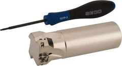 Seco - 1-1/2" Cut Diam, 0.354" Max Depth of Cut, 1-1/4" Shank Diam, 4" OAL, Indexable Square Shoulder End Mill - XO.X 10T3.. Inserts, Weldon Shank, 90° Lead Angle, Through Coolant, Series Turbo 10 - Benchmark Tooling