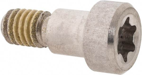 Made in USA - 3/8" Shoulder Diam x 3/8" Shoulder Length, 5/16-18 UNC, Torx Shoulder Screw - 300 Stainless Steel with Nylon Locking Patch, Uncoated, 9/16" Head Diam - Benchmark Tooling