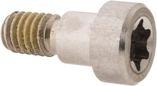Made in USA - 3/8" Shoulder Diam x 5/16" Shoulder Length, 5/16-18 UNC, Torx Shoulder Screw - 300 Stainless Steel with Nylon Locking Patch, Uncoated, 9/16" Head Diam - Benchmark Tooling