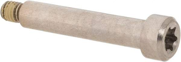 Made in USA - 1/4" Shoulder Diam x 1-1/4" Shoulder Length, #10-32 UNF, Torx Shoulder Screw - 300 Stainless Steel with Nylon Locking Patch, Uncoated, 3/8" Head Diam - Benchmark Tooling