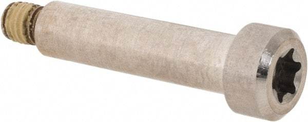 Made in USA - 1/4" Shoulder Diam x 1" Shoulder Length, #10-32 UNF, Torx Shoulder Screw - 300 Stainless Steel with Nylon Locking Patch, Uncoated, 3/8" Head Diam - Benchmark Tooling