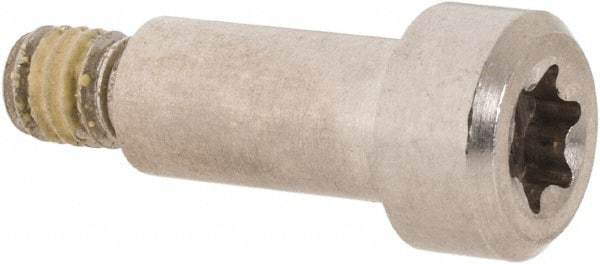 Made in USA - 1/4" Shoulder Diam x 1/2" Shoulder Length, #10-32 UNF, Torx Shoulder Screw - 300 Stainless Steel with Nylon Locking Patch, Uncoated, 3/8" Head Diam - Benchmark Tooling
