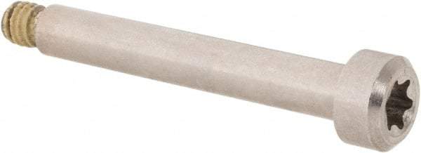 Made in USA - 3/16" Shoulder Diam x 1-1/4" Shoulder Length, #8-32 UNC, Torx Shoulder Screw - 300 Stainless Steel with Nylon Locking Patch, Uncoated, 5/16" Head Diam - Benchmark Tooling