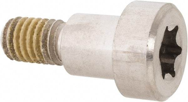 Made in USA - 1/2" Shoulder Diam x 1/2" Shoulder Length, 3/8-16 UNC, Torx Shoulder Screw - 300 Stainless Steel with Nylon Locking Patch, Uncoated, 3/4" Head Diam - Benchmark Tooling