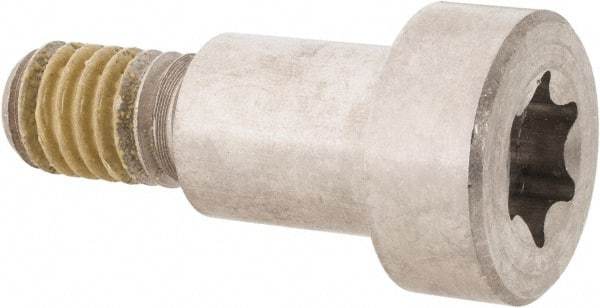 Made in USA - 1/2" Shoulder Diam x 5/8" Shoulder Length, 3/8-16 UNC, Torx Shoulder Screw - 300 Stainless Steel with Nylon Locking Patch, Uncoated, 3/4" Head Diam - Benchmark Tooling