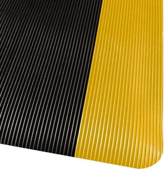 PRO-SAFE - 3' Long x 2' Wide, Dry Environment, Anti-Fatigue Matting - Black with Yellow Borders, Vinyl with Vinyl Sponge Base, Beveled on 4 Sides - Benchmark Tooling