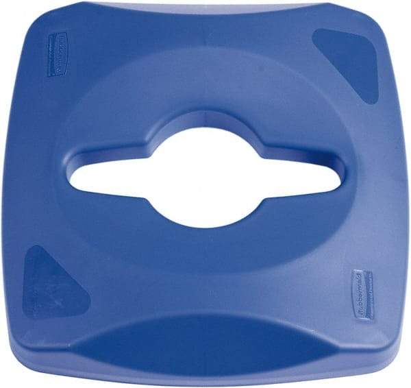 Rubbermaid - Square Lid for Use with 23 Gal Square Recycle Containers - Blue, Plastic, For Untouchable Trash Cans - Benchmark Tooling