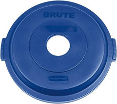 Rubbermaid - Round Lid for Use with 32 Gal Round Recycle Containers - Blue, Plastic, For 2632 Brute Trash Cans - Benchmark Tooling