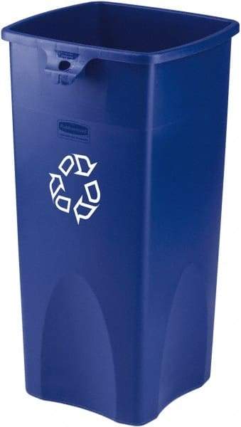 Rubbermaid - 23 Gal Blue Square Recycling Container - Plastic, 30" High x 16-1/2" Long x 15-1/2" Wide - Benchmark Tooling