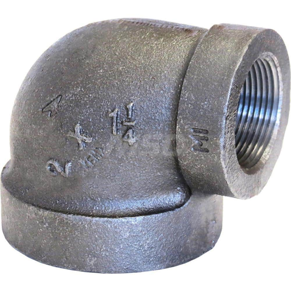 Black 90 ° Elbow: 2 x 1-1/2″, 300 psi, Threaded Malleable Iron, Galvanized Finish, Class 300