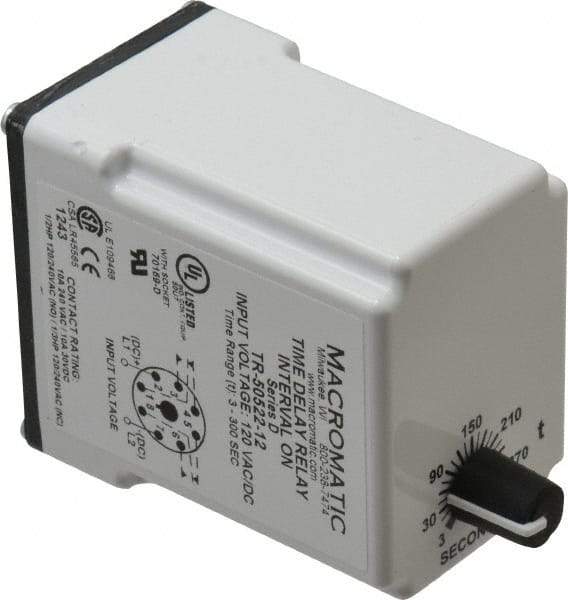 Macromatic - 8 Pin, Multiple Range DPDT Time Delay Relay - 10 Contact Amp, 120 VAC/VDC, Knob - Benchmark Tooling