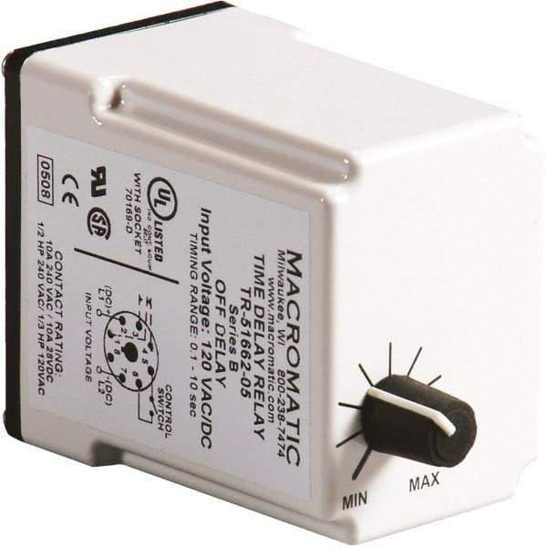 Macromatic - 11 Pin, Multiple Range DPDT Time Delay Relay - 10 Contact Amp, 120 VAC/VDC, Knob - Benchmark Tooling