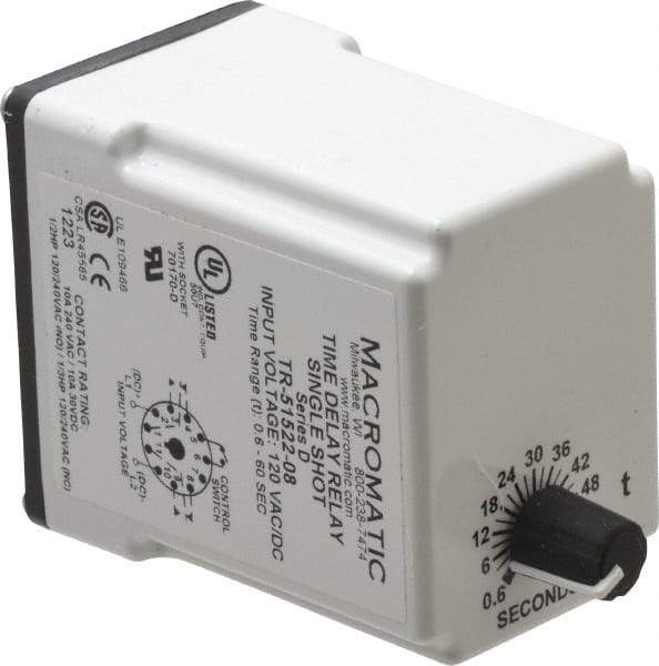 Macromatic - 11 Pin, Multiple Range DPDT Time Delay Relay - 10 Contact Amp, 120 VAC/VDC, Knob - Benchmark Tooling