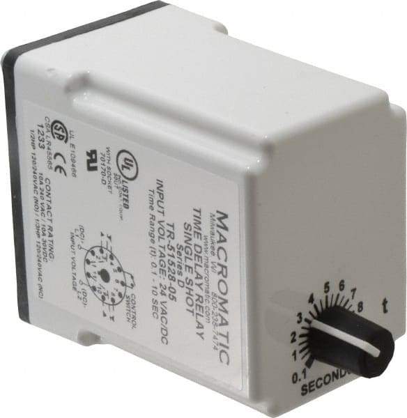 Macromatic - 11 Pin, Multiple Range DPDT Time Delay Relay - 10 Contact Amp, 24 VAC/VDC, Knob - Benchmark Tooling