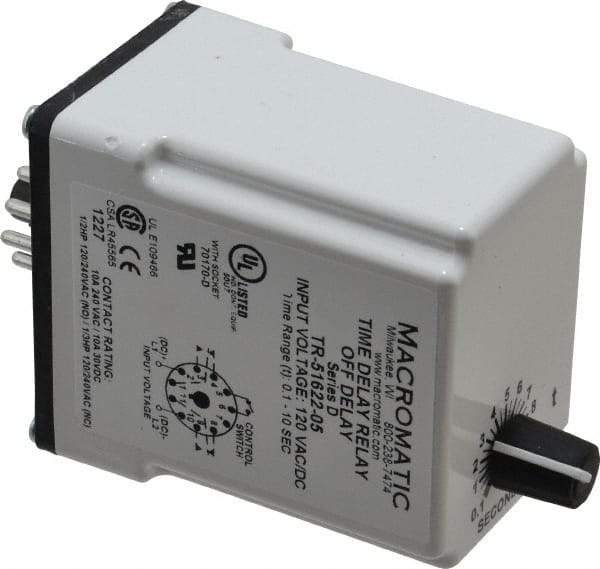 Macromatic - 11 Pin, Multiple Range DPDT Time Delay Relay - 10 Contact Amp, 120 VAC/VDC, Knob - Benchmark Tooling