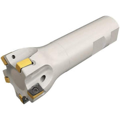 Iscar - 5/8" Cut Diam, 0.315" Max Depth of Cut, 5/8" Shank Diam, 3-1/4" OAL, Indexable Square Shoulder Helical End Mill - H490 ANKX 09.. Inserts, Weldon Shank, 90° Lead Angle, Through Coolant, Series Helido - Benchmark Tooling