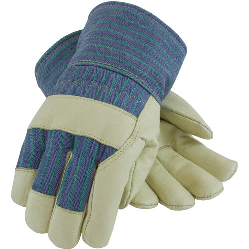 ‎78-3927/M Insulated Leather Palm - Top Grain Pigskin - Thinsulate Lining - Bl./Green Fabric Back - SC - Exact Industrial Supply